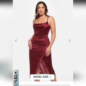 Elegant Burgundy Satin Dress from Popilush